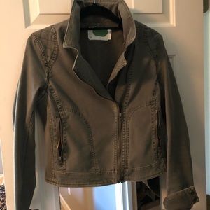 Anthropologie Moto cotton jacket, olive green